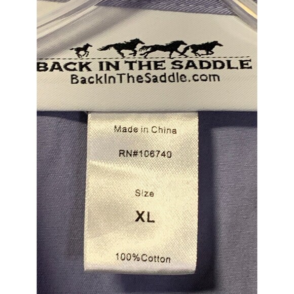 Back in the Saddle Shirt XL Blue Embroidered Flower Pearl Snap Western Cowgirl - Picture 11 of 16